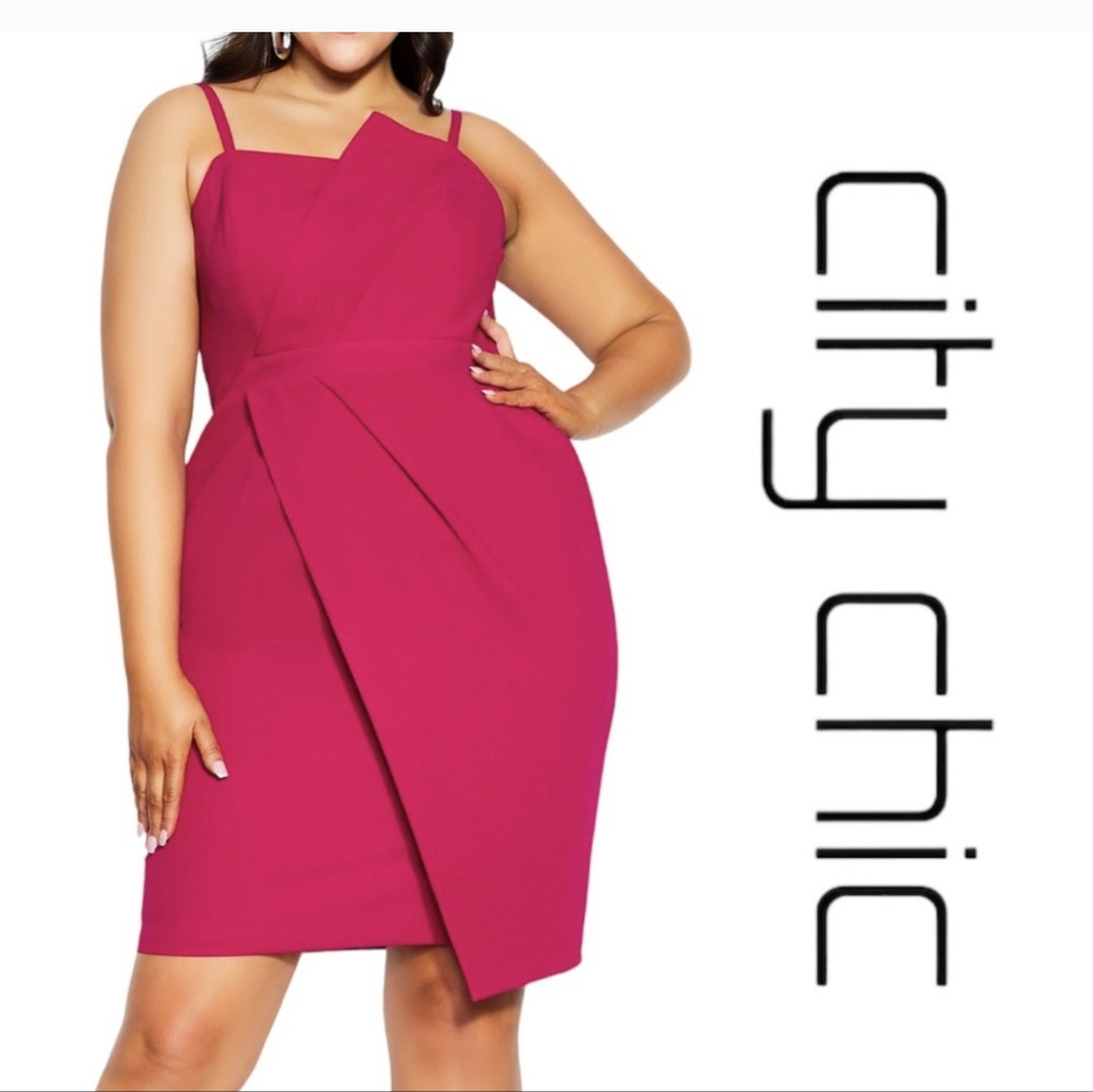 NWT City Chic Enchant Sheath Dress M - Framboise